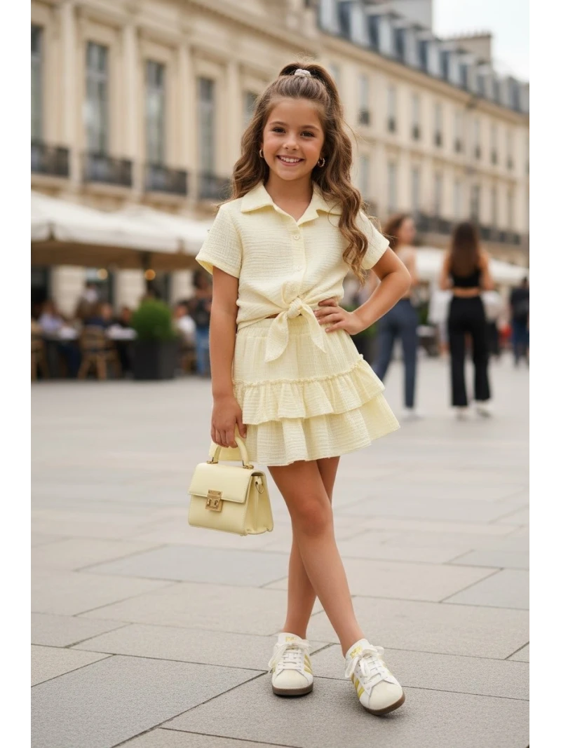 Dievčenský komplet blúzka a sukňa 3 farby