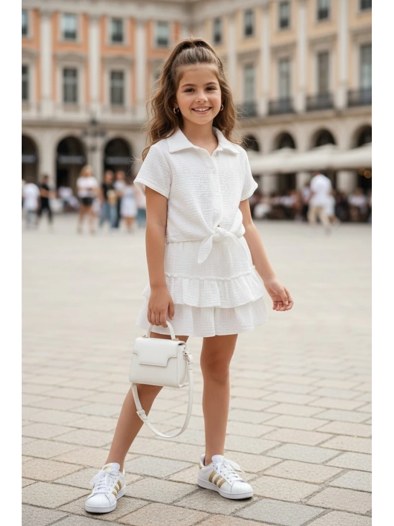 Dievčenský komplet blúzka a sukňa 3 farby