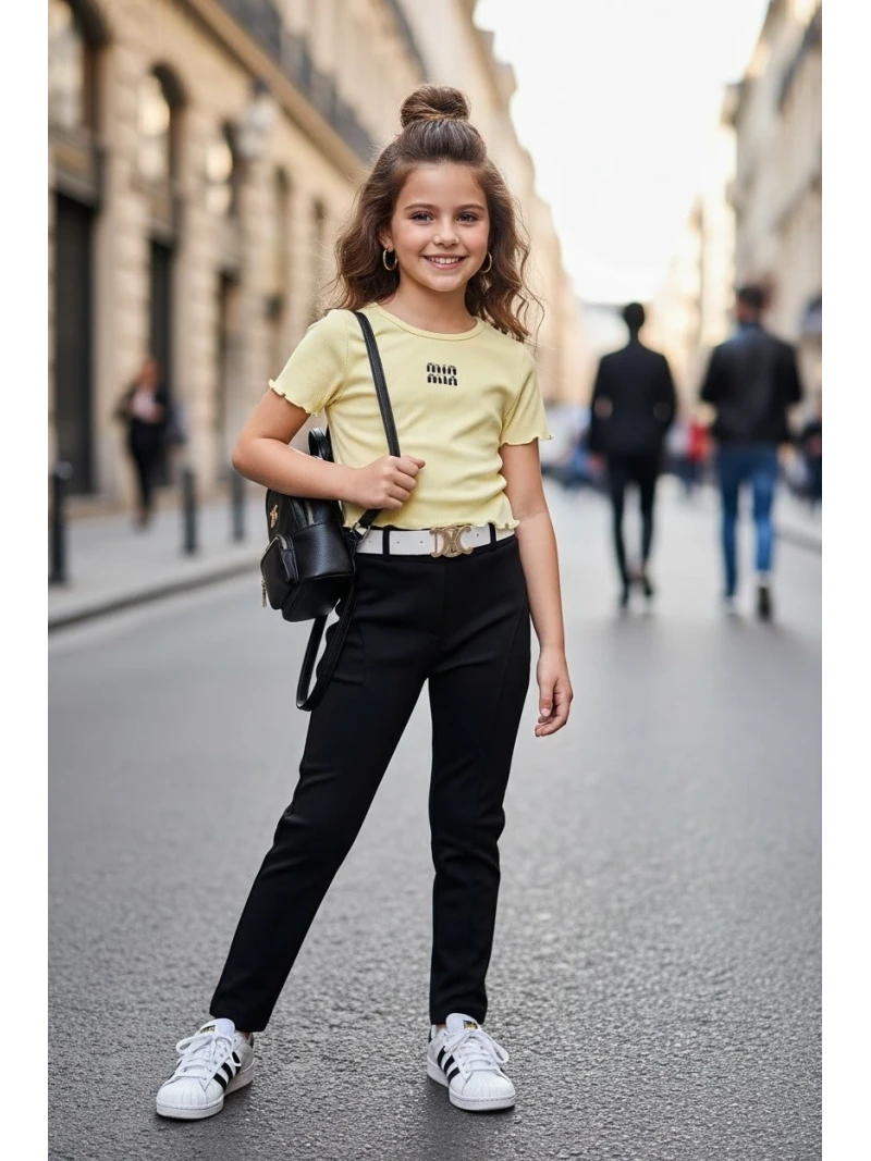 Dievčenské nohavice s opaskom viac farieb