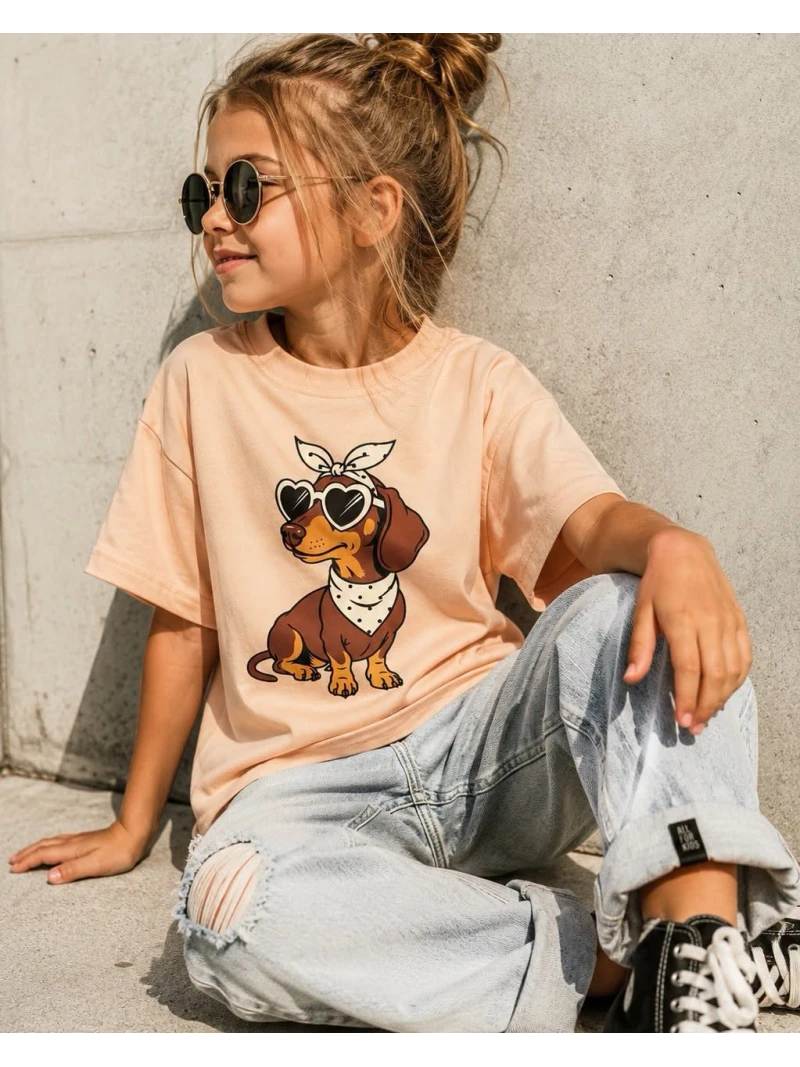 Dievčenské tričko jazvečík krátky rukáv ALL FOR KIDS