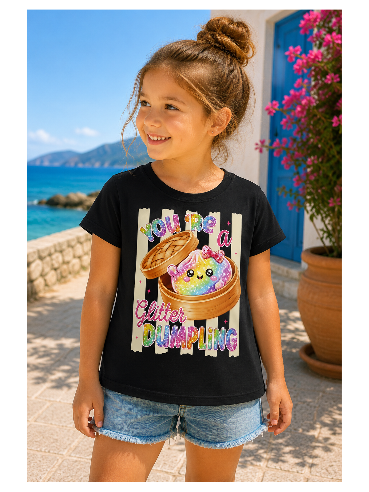 Dievčenské letné tričko 2  farby GLITTER DUMPLiNG